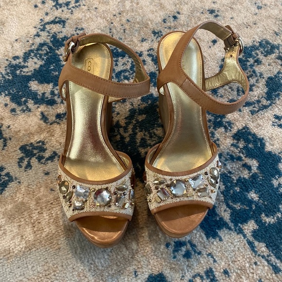 Coach Gold Hanson Jeweled Wedges - Picture 2 of 7